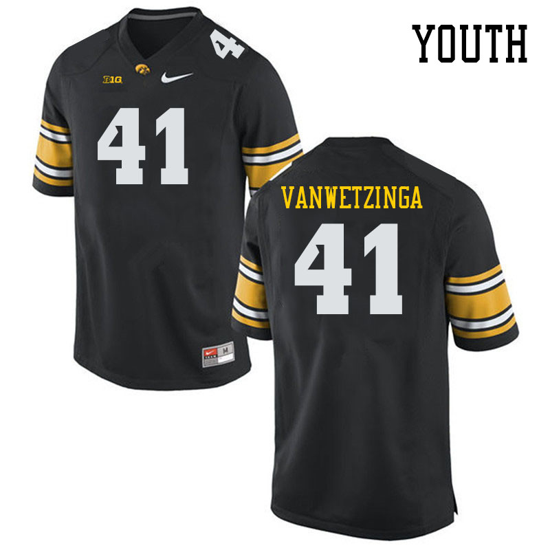 Youth #41 Rusty VanWetzinga Iowa Hawkeyes College Football Jerseys Stitched Sale-Black